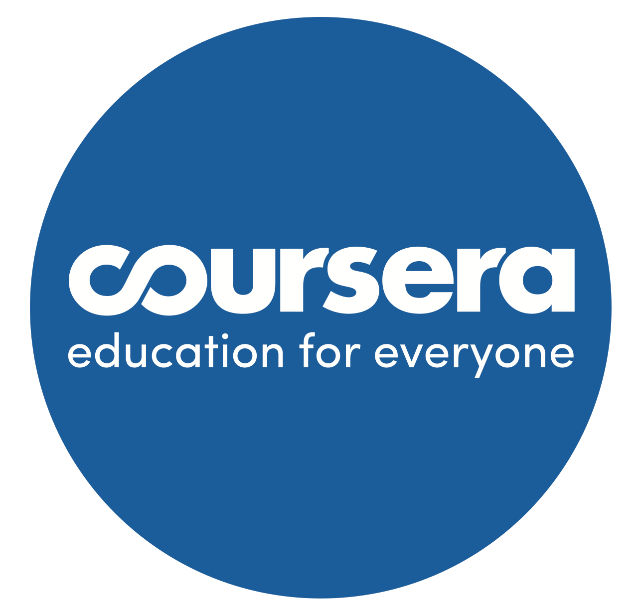 logo azul y blanco de coursera, education for everyone 
